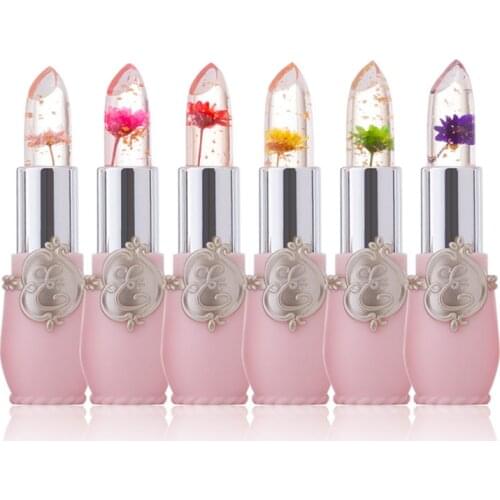 Moisturizer Long Lasting Jelly Flower Lipstick Makeup Temperature Changed Colorful Lip Blam Pink Transparent