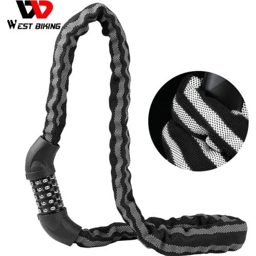 WEST BIKING Bicycle Chain Lock Anti-theft Password MTB Road Bike Lock Outdoor Cycling Accessories Motorbike Scooter Safety Lock