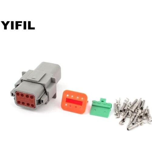 1/5sets/lot 8 Pin/Way Deutsch DT Series Plug Connector Socket Housing Kit DT06-8S DT04-8P+ Pins & Wedglock