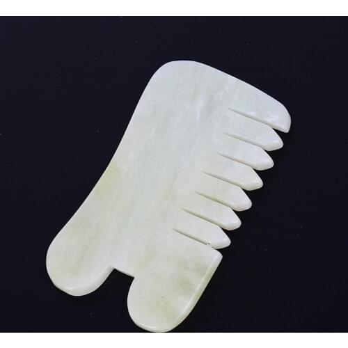 1PCS Natural Jade Stone Guasha Board Comb Shape Massage Hand Massager Relaxation Comb Health Care Healthy Beauty Tool