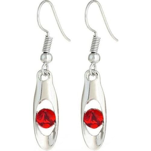 100% Fine ladies transparent classic earrings 925 sterling silver red earrings ear hook bride Christmas gift E085