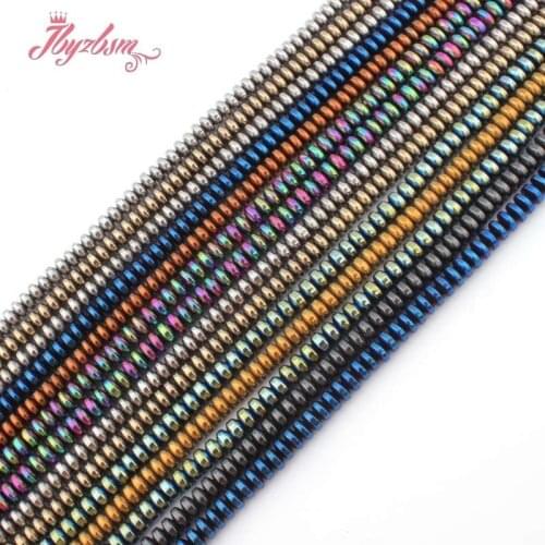 2x4mm Smooth Rondelle Shape Hematite Beads Loose Spacer Natural Stone Beads For DIY Necklace Bracelet Jewelry Making Strand 15"