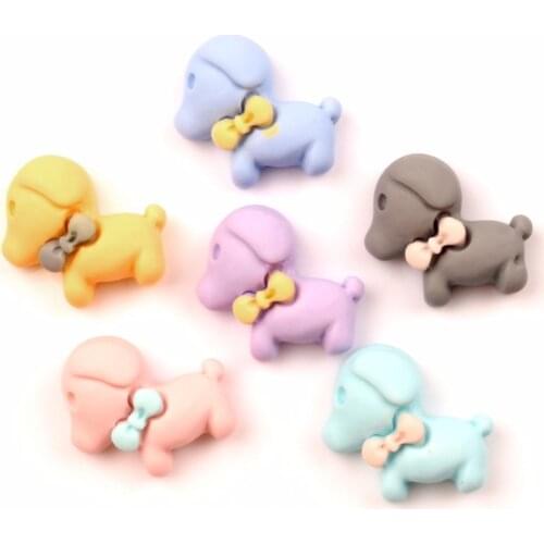 30Pcs Resin Dog Decoration Crafts Cute Kawaii Beads Flatback Cabochon Embellishments For Scrapbooking DIY Accessories