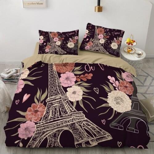 3D Bedding Sets luxury Black Series Eiffeltower Printed Queen Double Full King Twin Bed linen For home Duvet cover Bedclothes