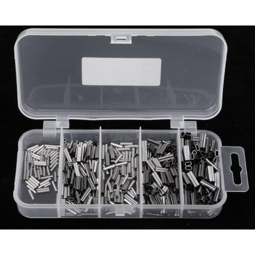 500Pcs/box Double + Single Crimps Coarse Sea Fishing Mini Line Mono Braid Wire Leader Sleeves