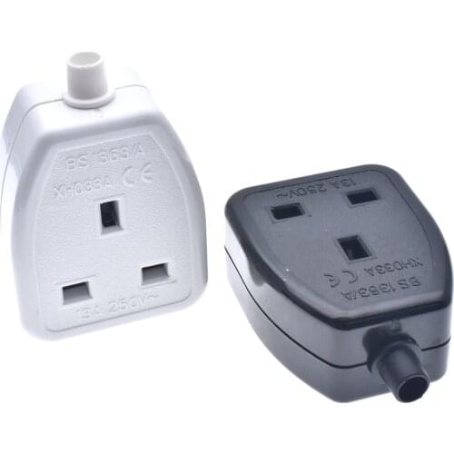 13A 250V UK British Standard Female Socket Power Adaptor Detachable Power Cord Cable Connector Socket White/Black