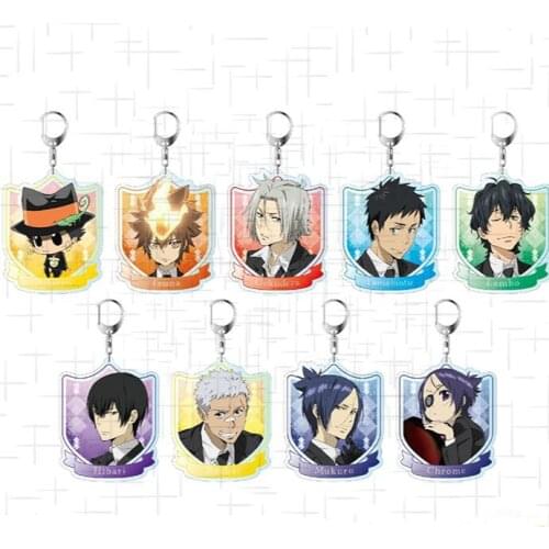 Anime HITMAN REBORN! Gokudera Hayato Hibari Kyoya Bags Pendant Keychain Acrylic Keyring School Bag Charm Decorate Cosplay Gift