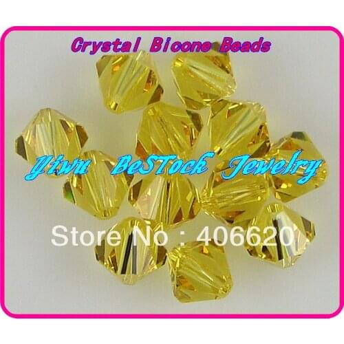 Free Shipping, 288pcs/Lot 6mm Citrine Chinese Top Quality Crystal Bicone Beads