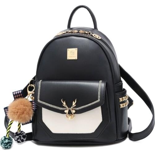 Chrimas Deer Lock Gifts New Arrival Womens PU Backpack School bag For Girls Rucksack New Design Backpacks School bags Travel