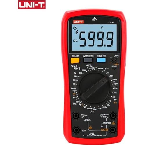 UNI-T UNI T Digital Multimeter True RMS UT890C UT890D+ Manual Range AC DC Frequency Capacitance Temperature Tester Backlight