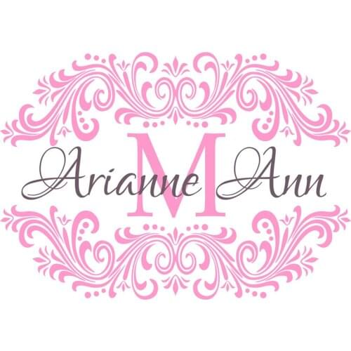 Baby Nursery Wall Decals Damask Frame Wall Stickers Home Decor For Teen Girls Room Available in Personalized Name Decal ZA268