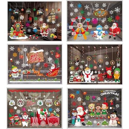 Christmas Window Stickers Merry Christmas Decorations For Home Christmas Wall Sticker Kids Room Wall Decals New Year Stickers