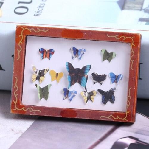1:12 Vintage Framed Photos Miniature Butterfly specimen Doll Accessories Wall Picture