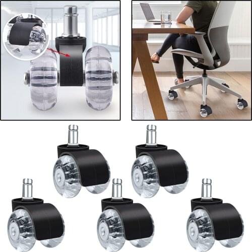 Set of 5 Replacement Heavy Duty Office Chair Soft Caster PU Wheels Set Floor Rollers