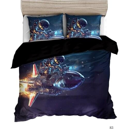 AHSNME Universe Spaceship Duvet Cover Boy Favorite Gift Bedding Set Brilliant Sterry Sky Quilt Cover Sets 2/3pcs