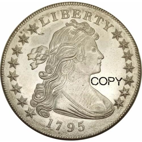 United States Early Silver Dollars 1795 1 Dollar Draped Bust Dollar small eagle Brass Plated Silver Copy coin