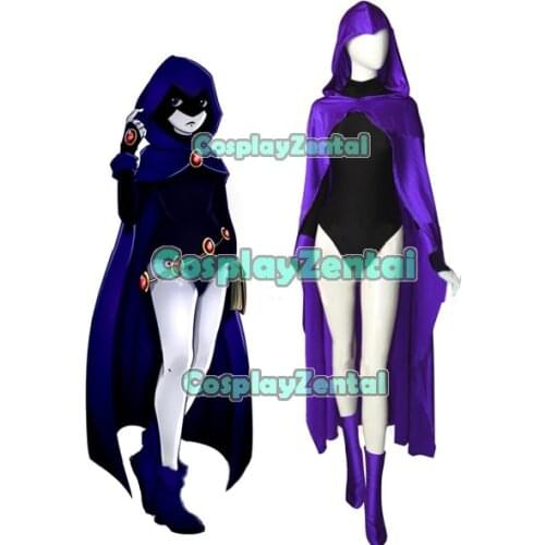 Raven Superhero Cosplay Costume Spandex Zentai Suit Spandex Bodysuit Jumpsuit halloween costumes for woman with Cape Hot Sale