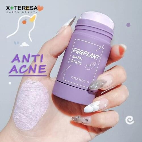 Eggplant Mask Stick Acne Treatment Green Tea Mask Stick Solid Face Cleansing Clay Oil Control Blackhead Remove Pores Purifying