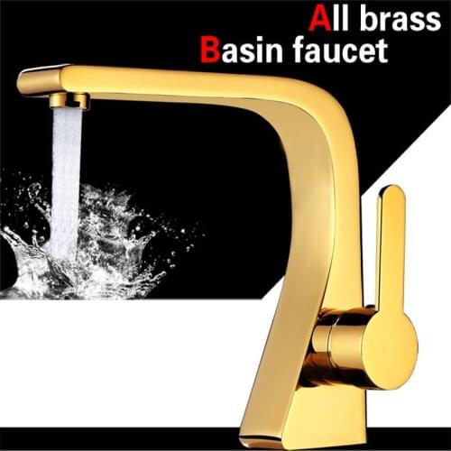 Basin Faucet Total Brass Bathroom Sink Mixer Tap Hot & Cold Faucet Deck Mounted Lavatory Basin Tap Unique design Water Crane