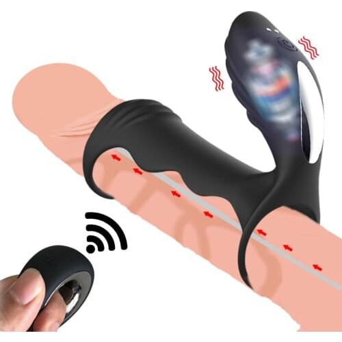 Male Penis Ring Vibrator Couple Clitoris Stimulation G-spot Massage Delayed Ejaculation Penis Enlargement Flirting Adult Sex Toy