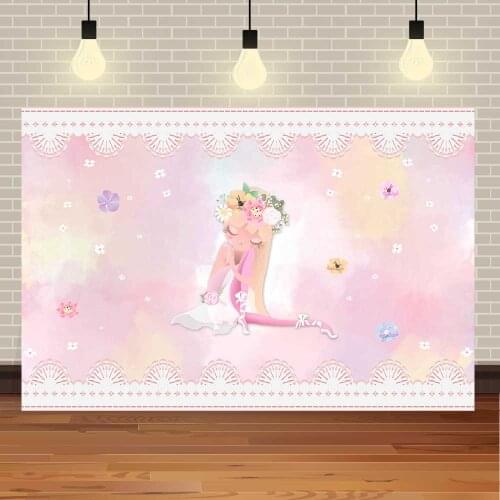 Seekpro Customized Happy Birthday Girl Flower Watercolor Pink Lovely Baby Balloon Princess Photo Backdrop Photography Background