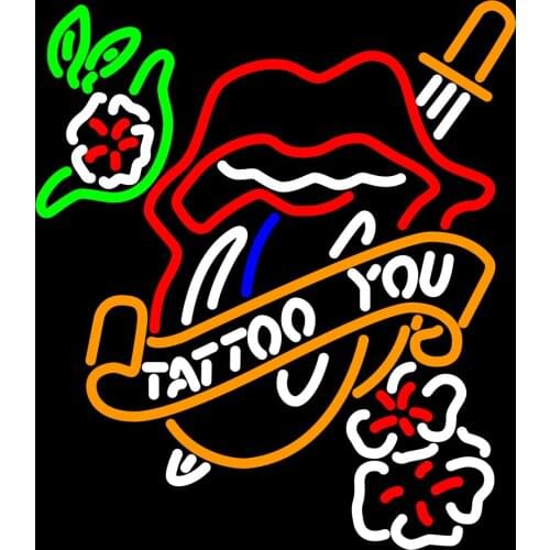 NEON SIGN for tattoo you REAL GLASS BEER BAR PUB display Light Signs Signboard Store Shops 19*15"