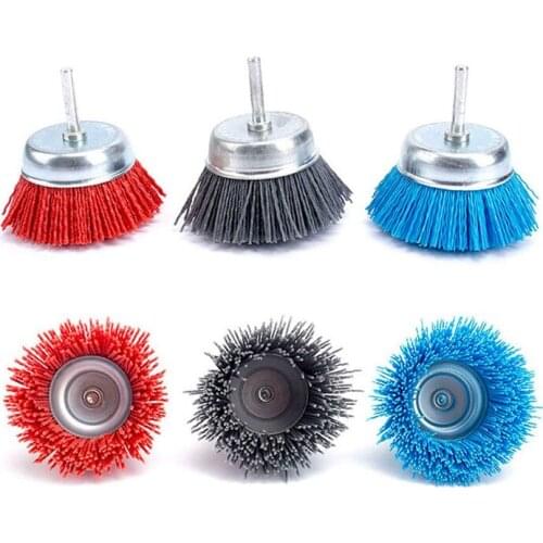 New 6 Pack 3 Inch Abrasive Wire Cup Brush, Cup Brush for 1/4 Inch Shank Drill, Nylon Cup Brushes for Removal Of Rust