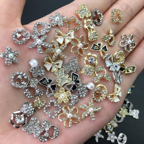 20Pcs/Lot 3D Alloy Butterfly Nail Art Charms Decorations Metal Glitter Rhinestone For UV Gel Nails Design Manicure Jewelry
