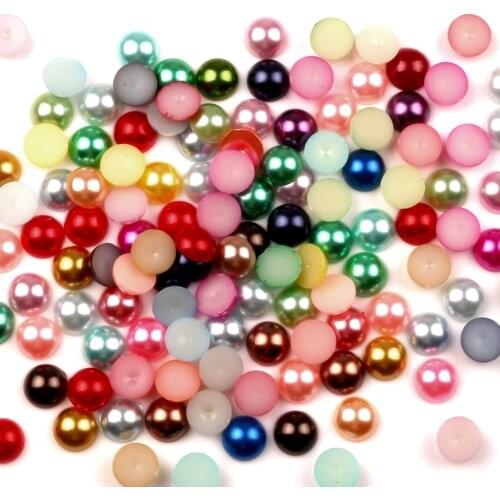 300Pcs Mixed 10mm Half Round Pearl Beads Craft Cabochon Scrapbook Decoration Flatback Nail Art Garment Beads DIY Accessories