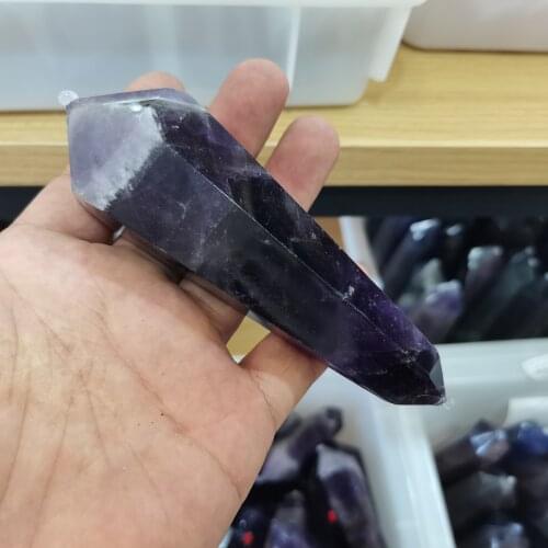 1pcs Natural Deep Amethyst crystal Double cusp Crystal column Energy stone hexagonal prism