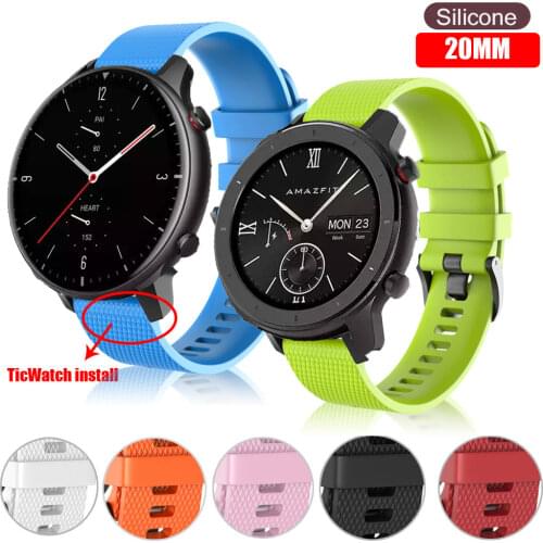 For Huami Amazfit Bip Pace Lite/GTR 2E Amazfit GTS 2e 2 Sport Bracelet Silicone Watchband/Xiaomi Amazfit GTR 42 20MM Watch Strap
