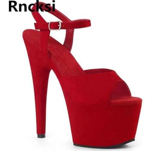 Rncksi New Summer Ankle Straps Women 15cm Pole Dance Shoes Night Club Party Sandals 15cm High Heels Platform Dance Shoes