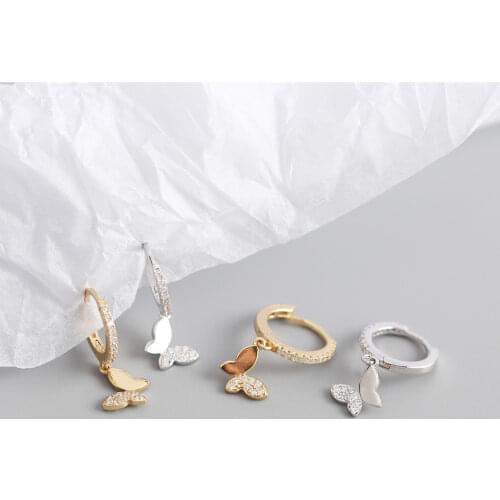 Butterfly Drop Earrings for Women Shiny CZ Gold Color Dangle Earrings Luxury Ear Cuff Pendientes Mujer M25