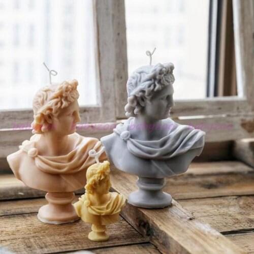 Nordic Mythology Sculpture Apollo Decoration Design Candle Silicone Mold Home Portrait Plaster Sculpture Aroma Candle Making