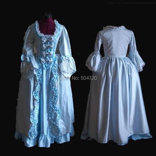 Tailored!Blue Vintage costumes 18th Duchess Retro medieval Renaissance Reenactment Theatre Civil war Victorian dress HL-381