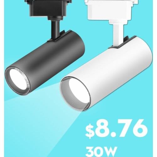 220V COB Led Track Light Lamp 30W Track Lamps Lights Lighting Fixtures Spotlights for shop clothing Store Home Aluninum body