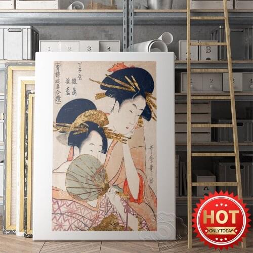 Traditional Japanese Women Vintage Illustrationwall Art Poster, Japanese Modern Gellery Museum Decor Prints, Retro Mural Decor