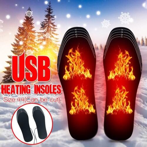 1 Pair USB Heated Shoe Insoles Electric Foot Warming Pad Feet Warmer Sock Pad Mat Winter Outdoor Sports Heating Insoles