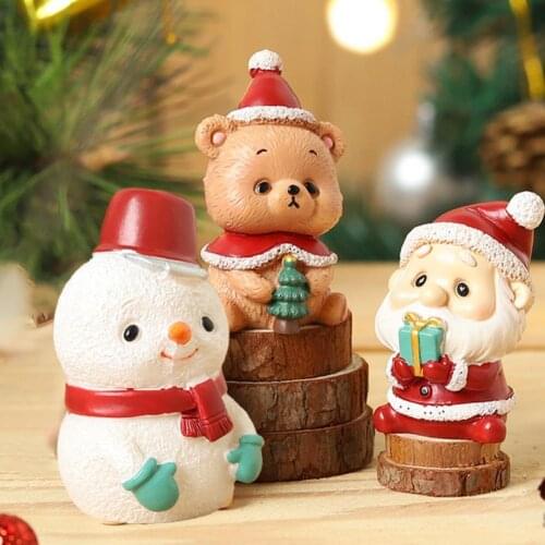 1 Piece Mini Christmas Family Animal Ornaments Small Statue Little Figurine Crafts Figure Ornament Miniatures
