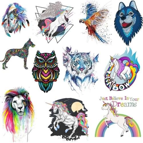 10PCS Wholesale Mix Animal Patches Heat Sensitive Applique For Clothes Accessories DIY Thermal Transfer Sticker Iron On Printing