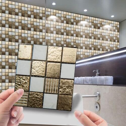 10pcs Crystal Self-adhesive Tile Waterproof Wall Sticker for Kitchen Cupboard Bathroom Wallpaper 3D Tile Sticker Wall Decoration
