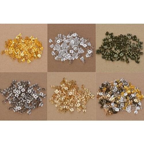 100pieces Stainless Steel Earring Back 4x6mm Silver Tone Metal Earback Earring Stopper for Findings Diy Jewelry Making