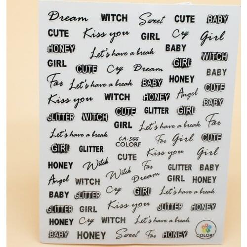 3D Nail Sticker Girl Manicure Decals Decoration Stickers for Nails Cute English Letter Design Nail Art Sticker Accessories