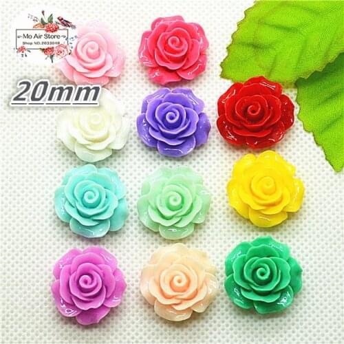50pcs 20mm Mixed Color camellia resin flatback cabochon DIY jewelry/phone decoration No Hole