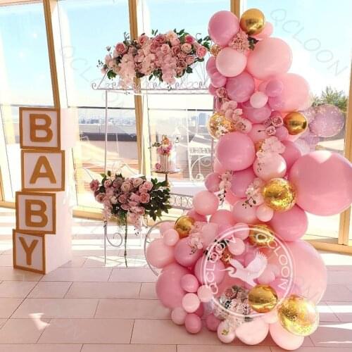 97pcs Matte Pure Pink orange gold confetti Balloon Baby Shower Round Art Shape Wedding Birthday Party Decoration Romantic Toys
