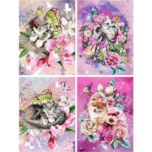 KAMY YI Animal Cat Butterfly Diamond Painting Landscape Cross Stitch 5D Diy Full Diamond Embroidered Mosaic Home Decoration