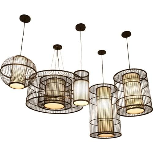 Vinatge Wood Led Pendant Lights Living Room Hotel Lobby Restaurant Pendant Lamps Lighting Bedroom Hanging Lamps Kitchen Fixtures