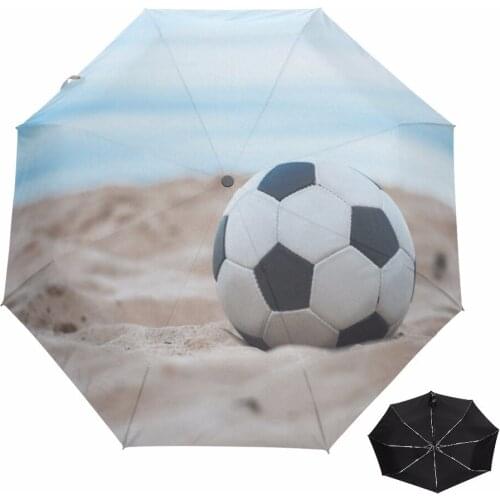 Travel Umbrella Rain Women Anti-UV Sunny Automatic Folding Fashion Umbrella Football Pattern Men Umbrellas