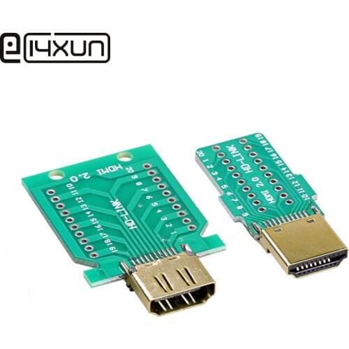 EClyxun 1pcs DIY Standard HDMI Welded Male Plug Female jack 19Pin Cable Connector 19+1 Gold-plated Repair Plug