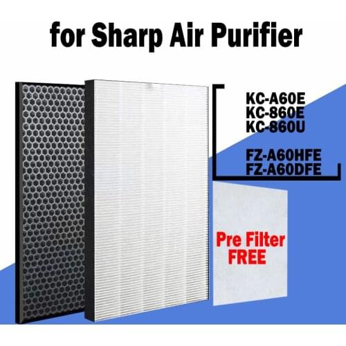 FZ-A60HFE FZ-A60DFE FZ-A60MFE HEPA Filter Activated Carbon Filter for Sharp KC-A60E KC-860E KC-C150E KC-860U Air Purifier